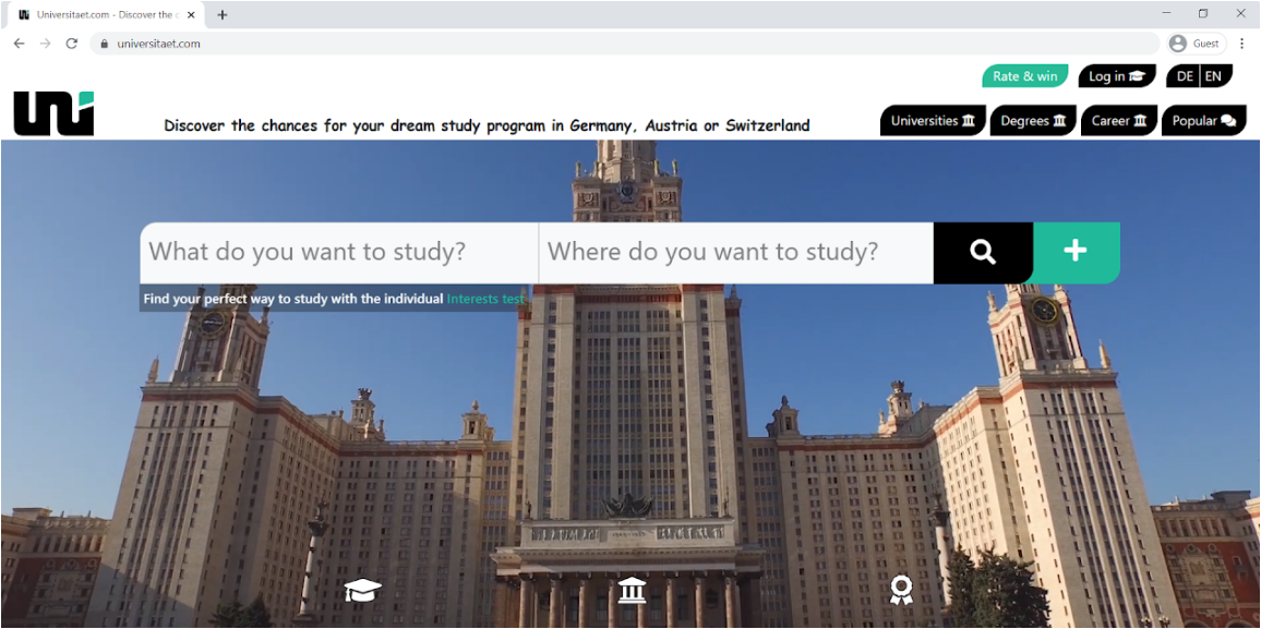 Universitaet.com home page