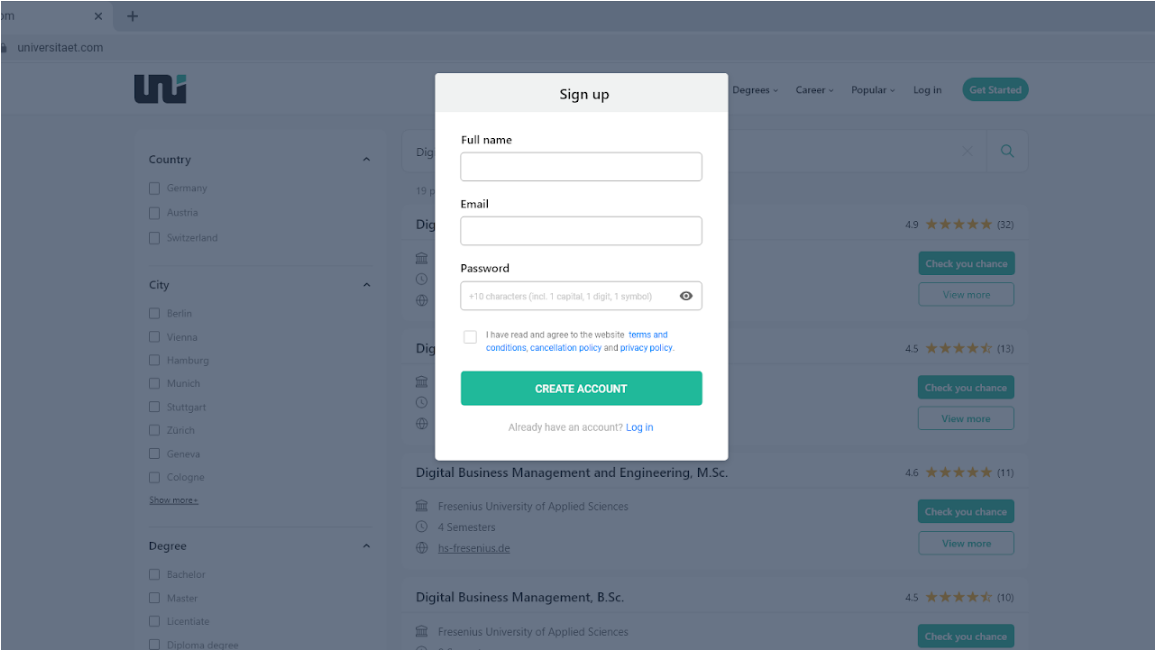 Redesigned registration window